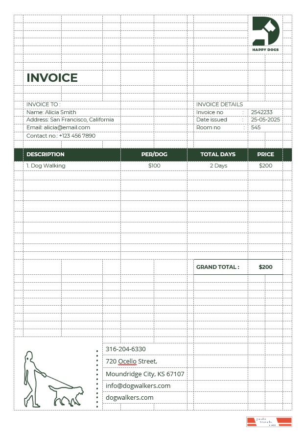 Dog Walker Invoice Template PSD template
